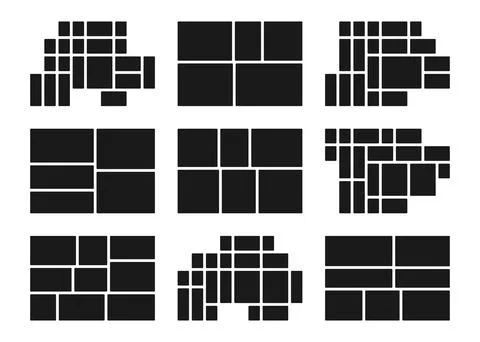 Set of black frames grid for photos collage Иллюстрация