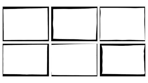 Set of black frames in grunge style, design elements for banner, card Stock Illustration