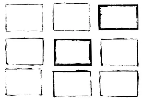 Set of black frames isolated on white background イラスト素材