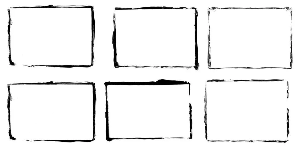 Set of black frames isolated on white background Illustrazione stock