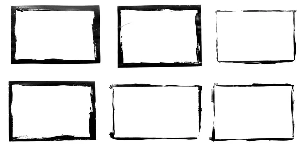 Set of black frames isolated on white background Illustrazione stock