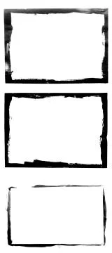 Set of black frames isolated on white background Stock Photos