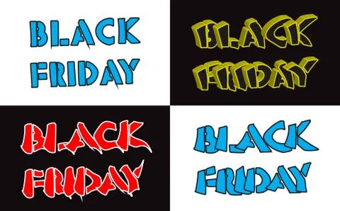 Set of the black friday ad Stock Illustration