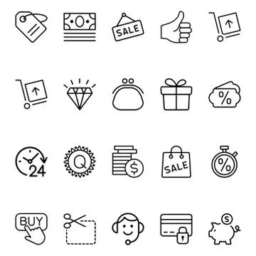 Set black friday Related Vector Lines Icons. Stock Illustration