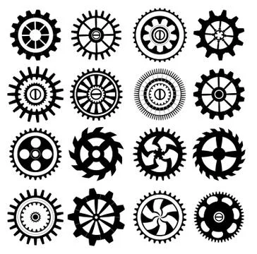 Set of black gears Stock Illustration