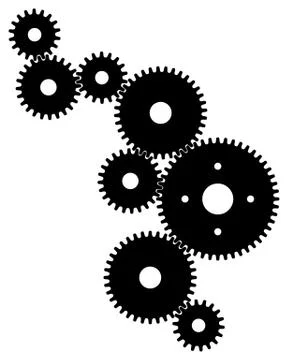 Set of black gears Stock Illustration