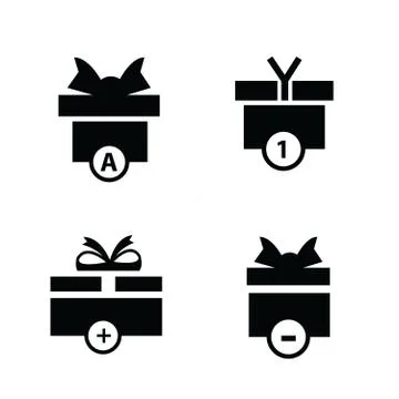 Set black gift and bubble talk icons Stock Illustration