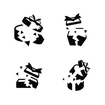 Set black gift icons is Damage Stock Illustration
