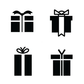 Set black gift icons Stock Illustration