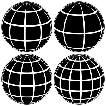 Set black globe 3D model of the Earth or of the planet, model of the celestial Illustrazione stock