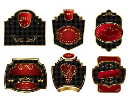 Set black gold-framed labels Stock Illustration