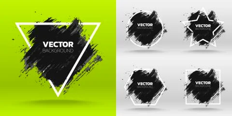 Set of Black grunge abstract background template. Brush paint ink stroke design Illustrazione stock