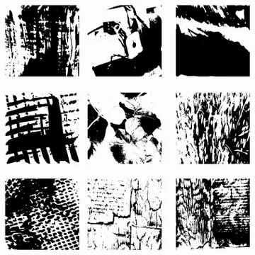 Set Black Grunge Design Element Stock Illustration