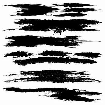 Set Black Grunge Design Element Stock Illustration