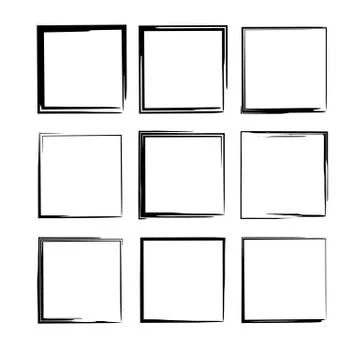 Set of black grunge frames. Collection of borders. Vector illustration. Stockillustratie