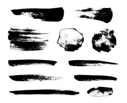 Set of black grunge vector brushes Stock Illustration