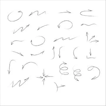 Set of black hand drawn arrows Stock Illustration
