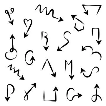 Set of black hand drawn arrows Set of arrows for web pages Vector illustratio Stock Illustration