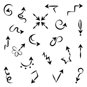 Set of black hand drawn arrows Set of arrows for web pages Vector illustrat.. Stock Illustration