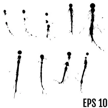 Set of black hand made blots and ink splashes. Abstract elements for design i Illustrazione stock