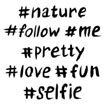 Set of Black Hashtags on White Background Free Stock Illustration