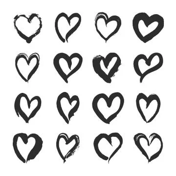 Set of Black Hearts on White Background Free Stock Illustration