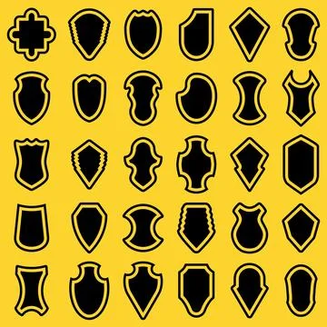 Set of black heraldic shield icon. Vector illustration. Stock Illustration