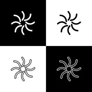 Set Black hole icon isolated on black and white background. Space hole. Col.. Stockillustratie