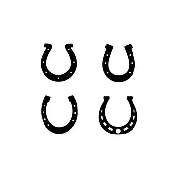Set of Black Horseshoe. Vector icon. Stock Illustration