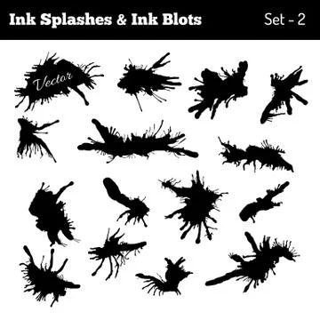 Set of black ink blots and splashes Stock Illustration