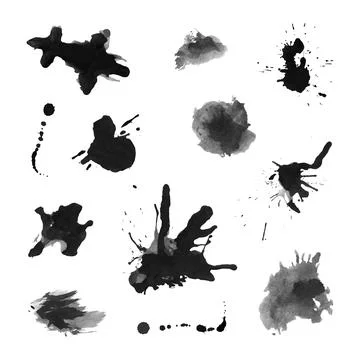 Set of Black Ink Blots Stock Illustration