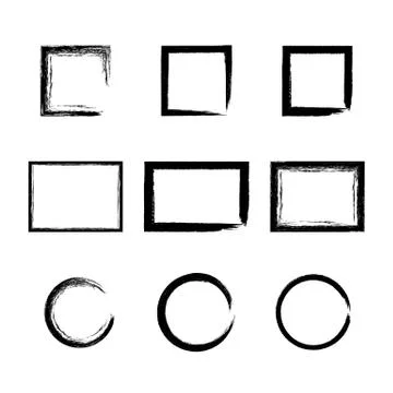 Set of Black ink grunge vector frames Stock Illustration