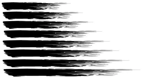 Set of black ink horizontal hand drawn brushes, abstract grunge lines Stock Illustration