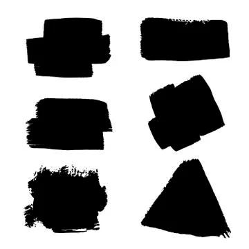 Set of black ink splashes and drops. Vector black paint, ink stroke, brush, line Stock Illustration