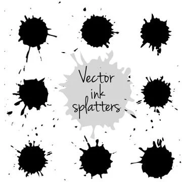 Set of black ink splatters Stock Illustration