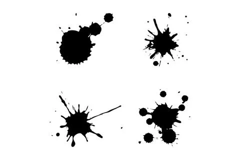 Set of black ink spots on white background Stock Illustration