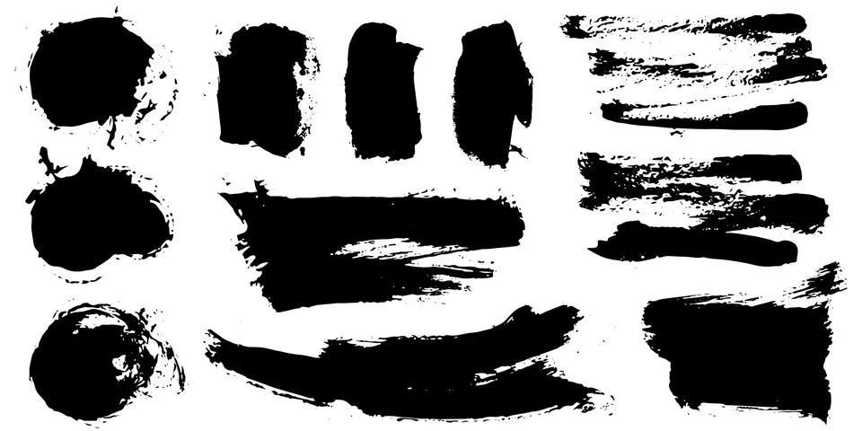 Set of Black ink vector stains 스톡 일러스트