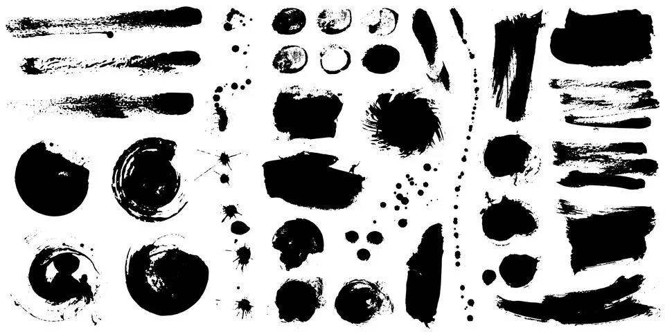 Set of Black ink vector stains Ilustración de archivo