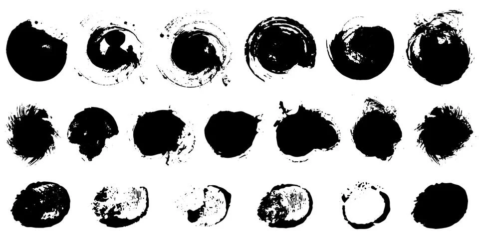 Set of Black ink vector stains Stock Illustration