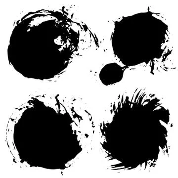 Set of Black ink vector stains Stock Illustration