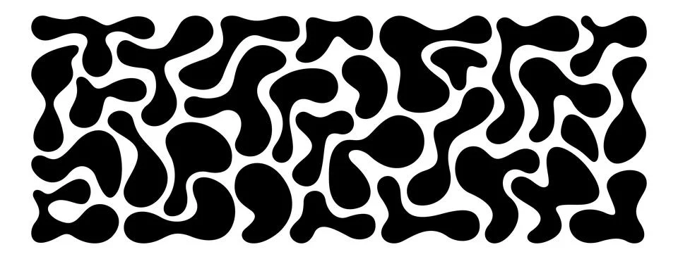 Set of black irregular blobs in liquid organic abstract shapes Stockillustratie