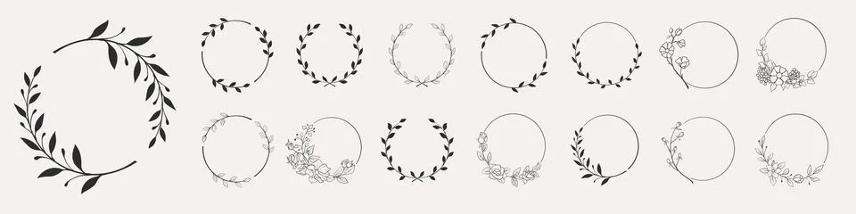 Set of black laurels frames branches. Stock Illustration