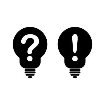 Set of black light bulb icons representing question and idea, perfect for p.. Stock Illustration