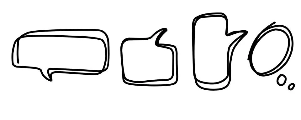 Set of black line empty speech bubble on white background. Flat design.	 Stock Illustration