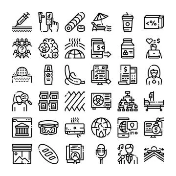 Set of black line icon collection concepts 스톡 일러스트