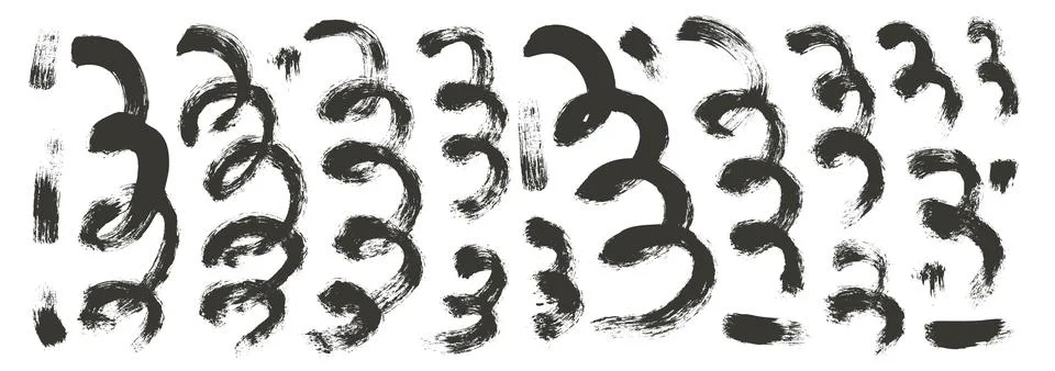 Set of black linear brush drawing elements isolated on a white background. Loop 스톡 일러스트