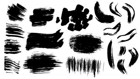 Set of black lines made in ink for design and decoration of banners Stock Illustration