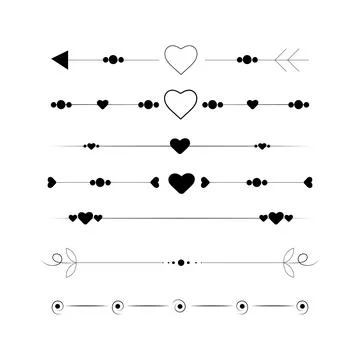 Set of black lines ornaments, frames for illustrations on a white background  Illustrazione stock