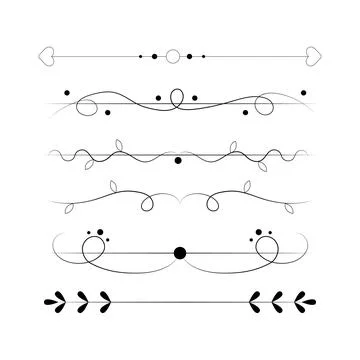 Set of black lines ornaments, frames for illustrations on a white background  Illustrazione stock