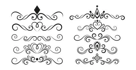 Set of black lines ornaments, frames for illustrations on a white background  Illustrazione stock